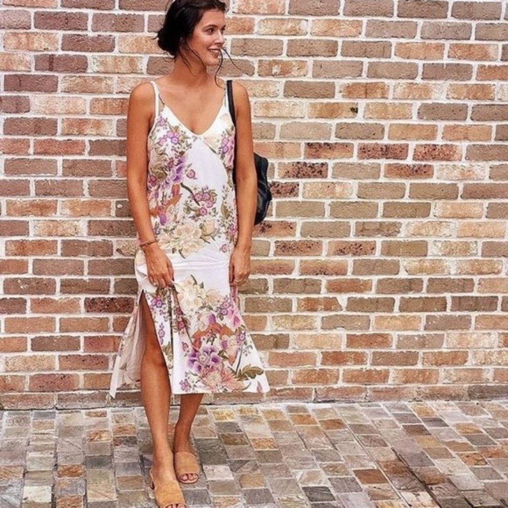 Spell & the Gypsy Blue Skies Slip Dress Cream NWT